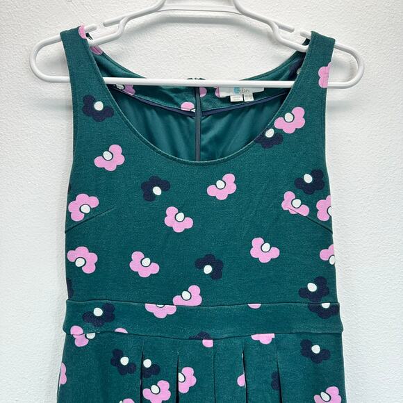 Boden Joanna Fit & Flare Ponte Knit Dress Green Pink Floral Size 10 - Picture 4 of 13